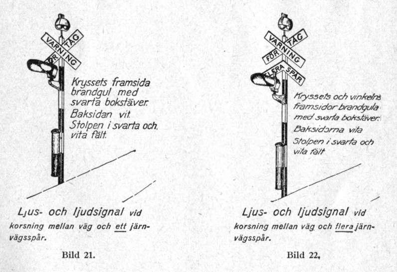 VägKorsning med kryssmärke och automatiskt ringverk för eu spår. Bild 18.