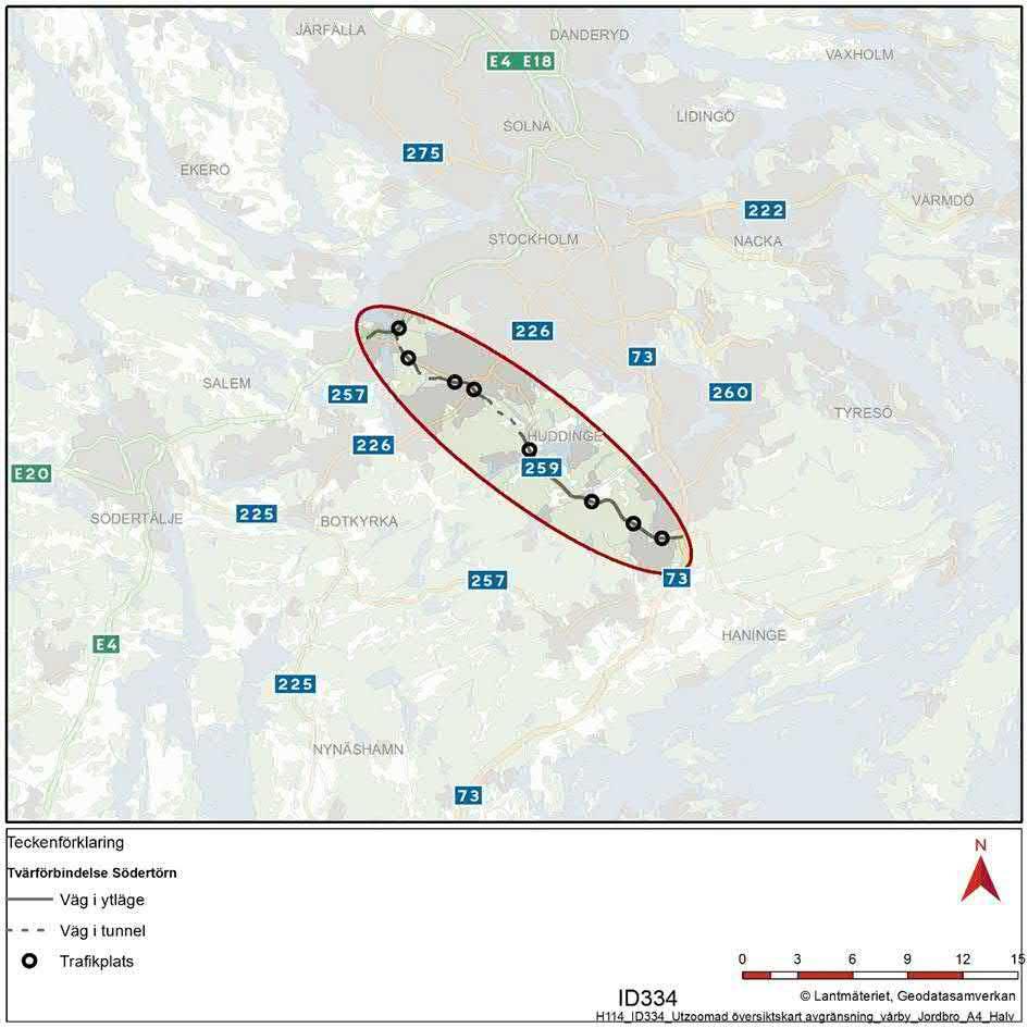 1. Inledning Trafikverket planerar för Tvärförbindelse Södertörn, en 20 kilometer ny sträckning av väg 259 från E4/E20 vid Kungens kurva-skärholmen till väg 73 i Jordbro.