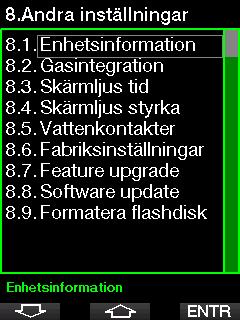 2.7.1 Enhetsinformation Menyn visar enhetens id-nummer (ID), maskinvaruversionen (HW), programvaruversionen (SW) och batterinivån.