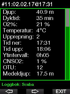 Den tredje påföljande sidan visar mer information. F OBS!