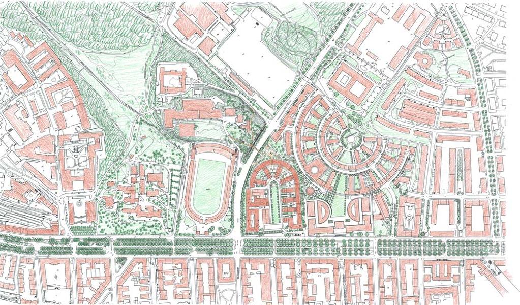 Nationalstadsparken Det angränsande området på andra sidan Lidingövägen, med Stadion och Sophiahemmets sjukhus, ingår i det område som i ett riksdagsbeslut 1991 skyddades som landets första