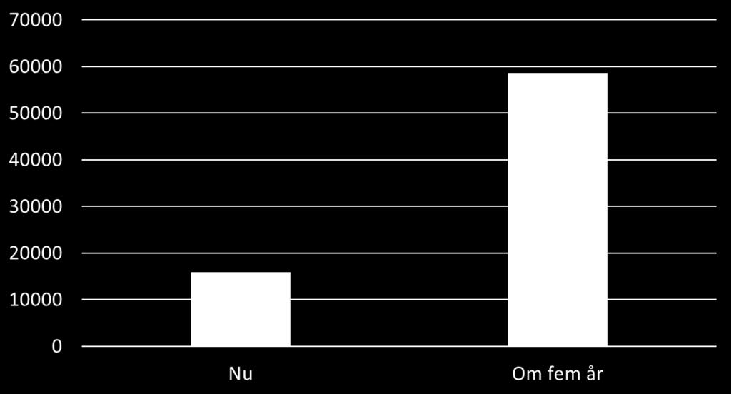 Installerad lokal soleleffekt (kw) nu och om fem år?