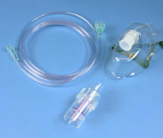 Nebulizers SE 180411 Nebulisatorer Set för nebulisering med aerosolmask för barn och vuxen samt med munstycke. Nebulisatorn/läkemedelskoppen rymmer 6 ml och har markering för 1-6 ml.