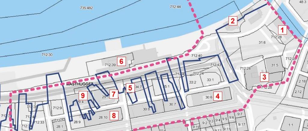 DP JÄRNVÅGSGATAN - PM GEOTEKNIK 6.5 Befintliga byggnader I stors sett alla byggnader och tyngre konstruktioner inom området är grundlagda med kohesionspålar.