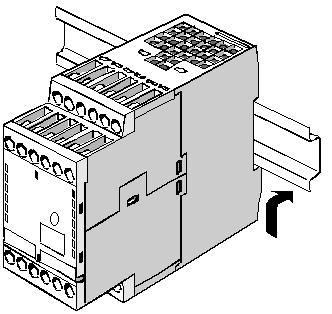 Montering AS-i-säkerhetsmonitorn monteras i kopplingsskåpet på 35 mm DIN-skenor enligt DIN EN 50022. Sätt enheten på DIN-skenans nedre kant och snäpp fast den i den övre kanten.