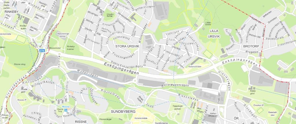 2 Enköpingsvägen 2.1 Nulägesbeskrivning från motorled till stadsgata Enköpingsvägen går igenom Sundbybergs stad i en öst-västlig riktning och var fram till 2013 en delsträcka för E18.