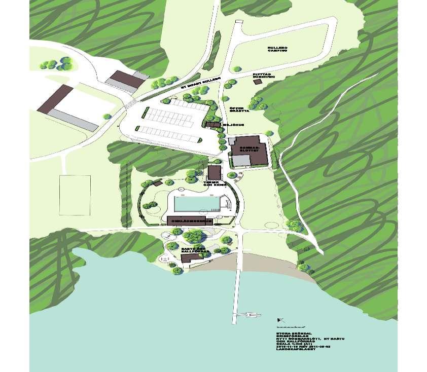 Situationsplan som visar hur den färdiga anläggningen är tänkt att bli efter att ett nytt Sommarslott uppförts.