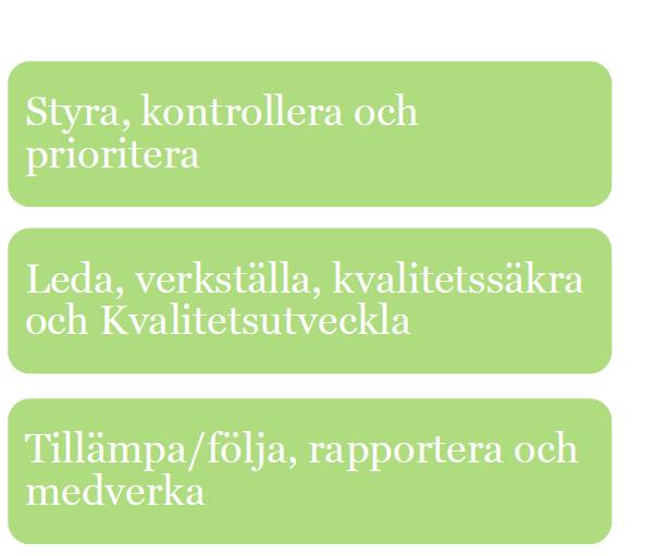 Sida: 5 (14) Ansvar för och användning av ett ledningssystem Socialnämnden ska anpassa ledningssystemet till verksamhetens inriktning och omfattning.