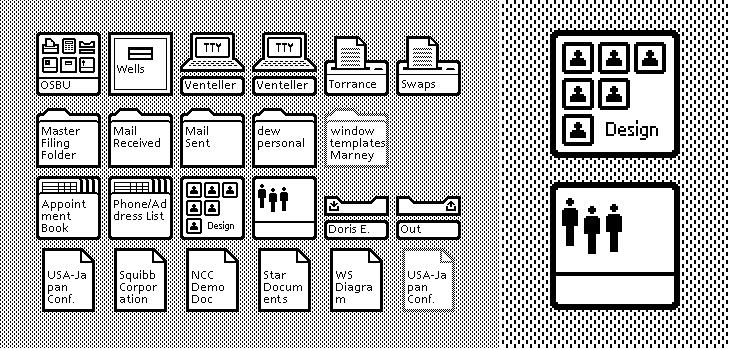 WIMP Xerox Star första WIMP (1981) Windows skrollning, dra, överlappning, öppna/stänga, flytta Icons representerade applikationer, objekt, funktionalitet och redskap, åtkomst
