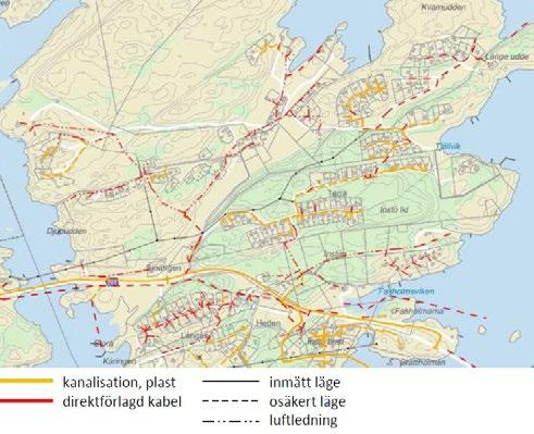 Ledningar Ett viktigt kabelstråk löper längs med norra sidan av väg 168 förbi planprogramsområdet. Luftburna el-ledningar löper från Koön över till Norra Instön och tvärs över området till Tjällviken.