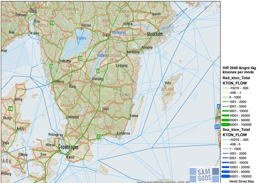 6.7 Känslighetsanalys med längre tåg Den vanligaste maxlängdbegränsningen för tåg ligger idag på 630 m på det svenska järnvägsnätet.