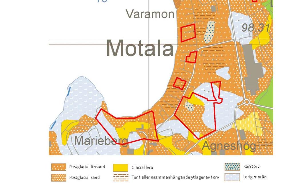 Figur 5. Jordartskarta, källa www.sgu.se, Sveriges geologiska undersökning. Planområdet är markerat med blå linje.
