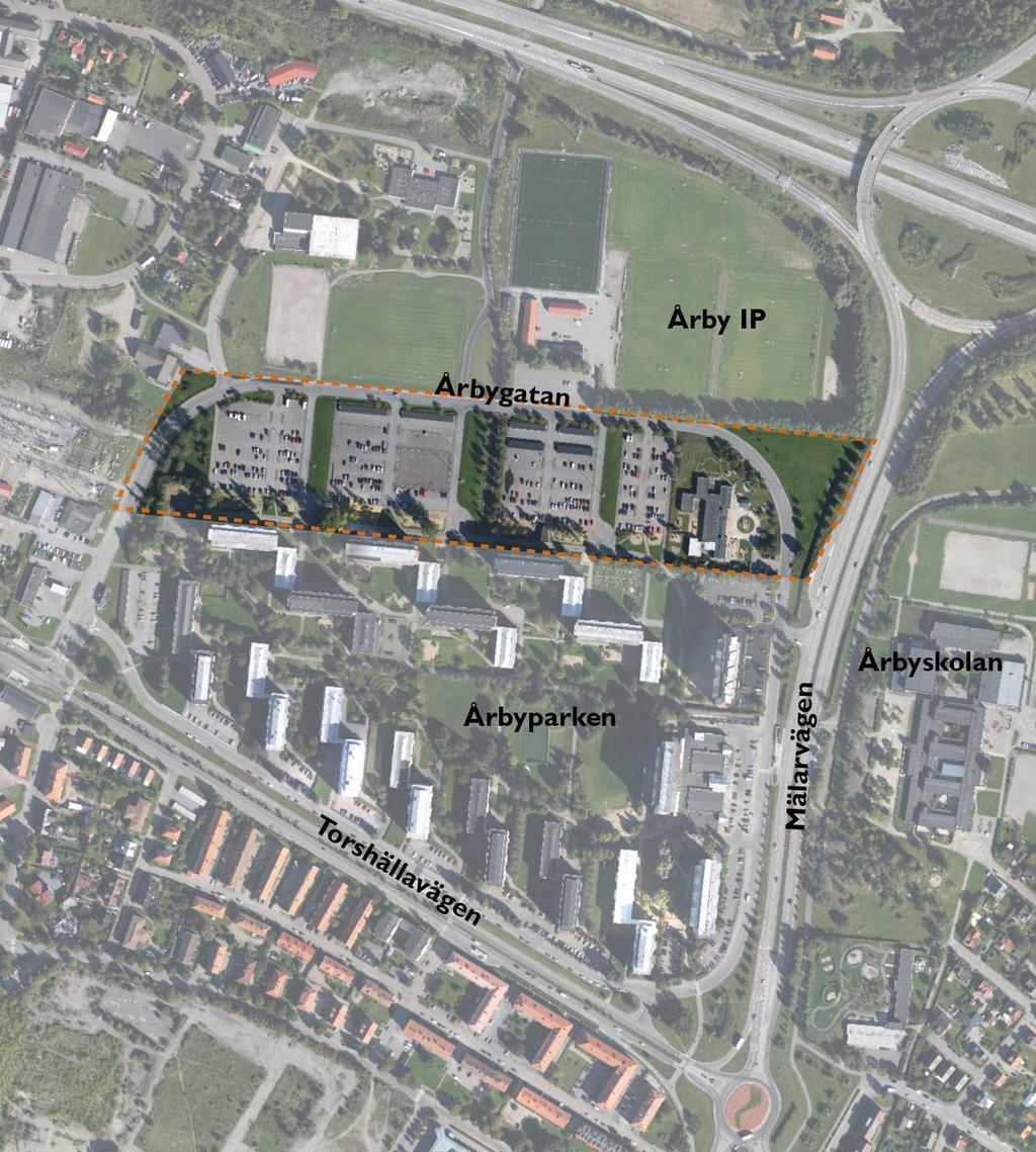 Eskilstuna kommun 2017-09-07 2 (9) Läge Årby Norra ligger cirka 1 km norr om centrala Eskilstuna, inom stadsdelen Årby. Området är ca 7 hektar stort och används idag framförallt som parkering.