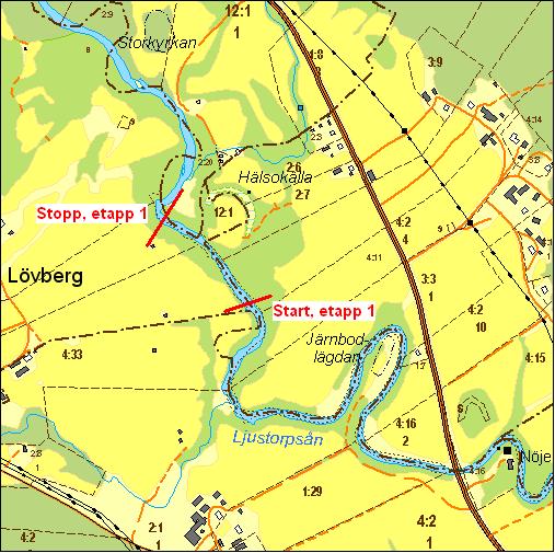 Lagfors kraftverk ned till Hugstren längd ungefär 1,6 km (justering gammal återställning) Grävmaskin 32 tim á 800 kr = 26 000 kr Arbetsledning mm 24 tim á 540 kr = 13 000 kr Oförutsett 4 000 kr