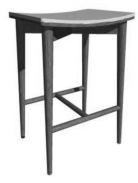 OAK S-052 Pall i ask eller ek, klädd sits. Stool in ash or oak, upholstered seat.