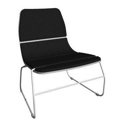 Upholstered seat and back. Frame in white (RAL9003) or black (RAL9005) lacquer. Underrede i lack, enligt RAL s.