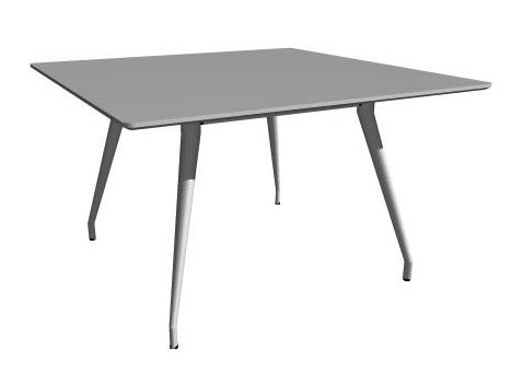 COLT HB-966 Bord med skiva i vitlaminat (enligt RAL 9016), björk- eller ekfanér. Ben i vitlack eller polerad aluminium. Table with top in white laminate (as per RAL 9016), birch or oak veneer.