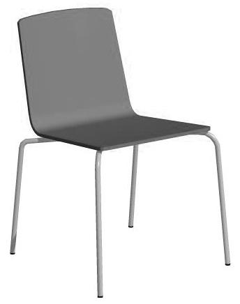 BOMBITO S-059 Stapelbar stol. Underrede i krom, vitlack (RAL9016), svartlack (RAL9005) eller silverlackerad metall med teflonglid. Stackable chair.