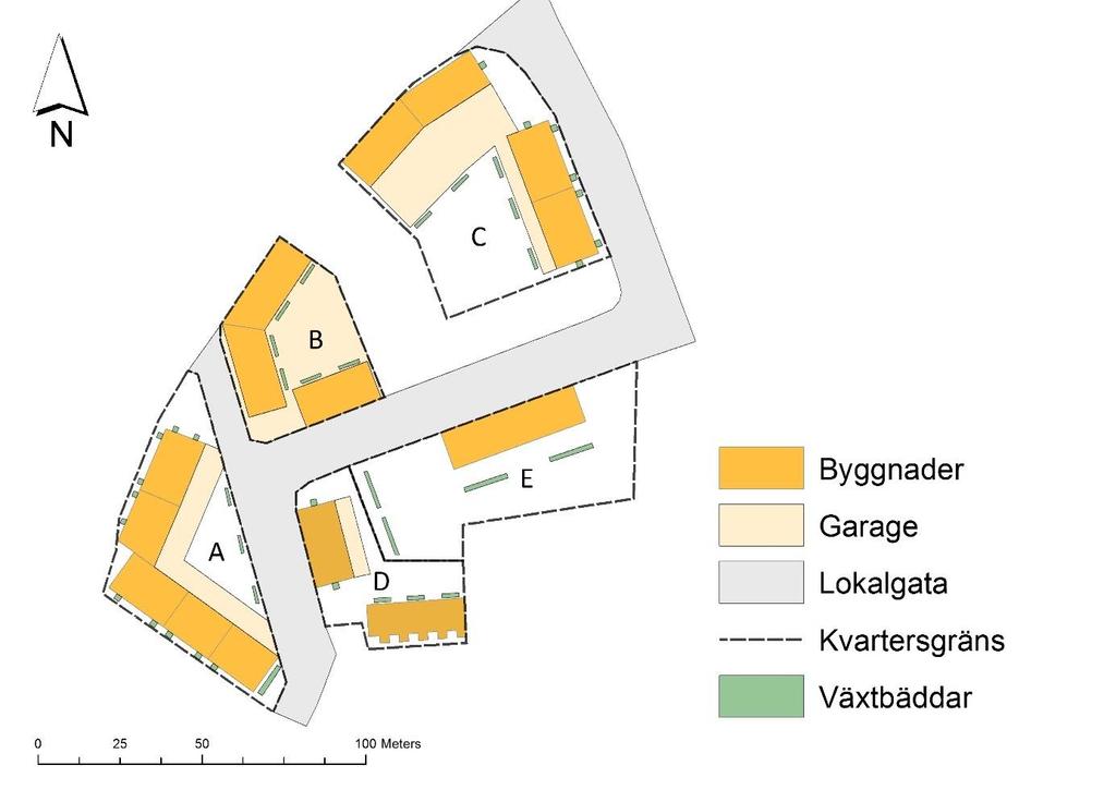 till recipienten Figur 5-8 visar en skiss över de föreslagna dagvattenlösningarnas