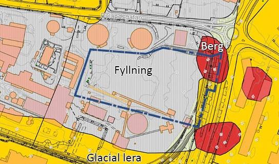 Mark och vatten Jordarter Den här delen av Boländerna domineras av glacial lera med uppskjutande bergknallar.