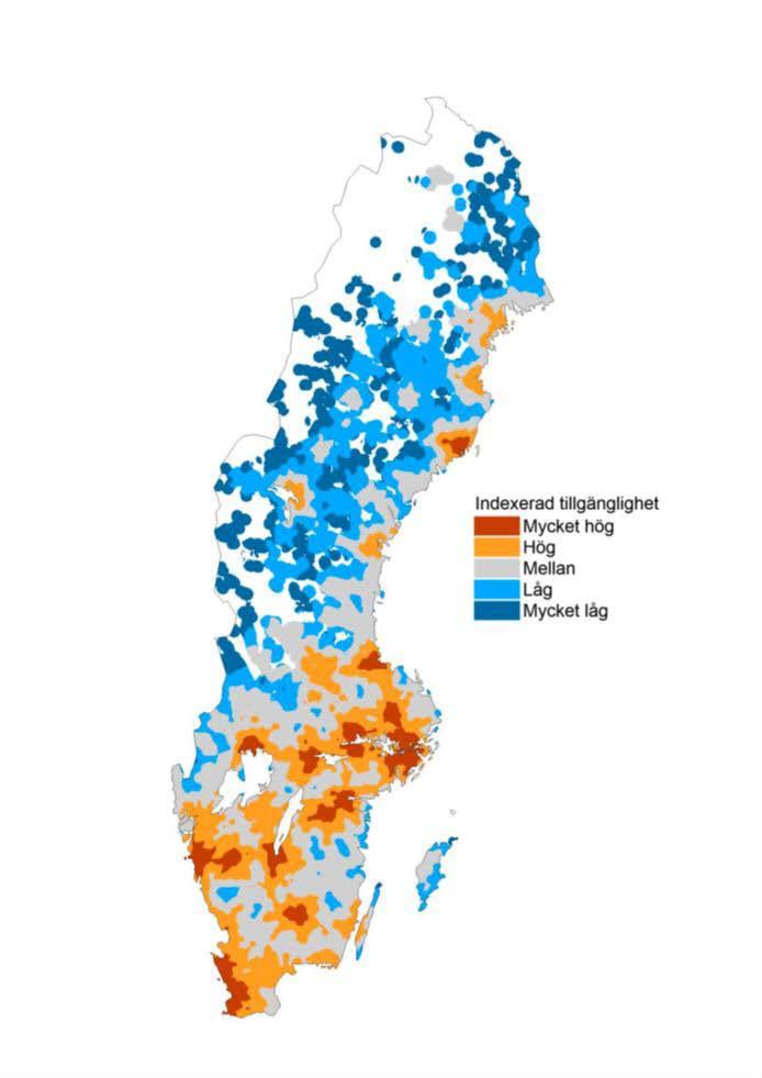 Figur 1 Tillväxtverkets tillgänglighetsindex.