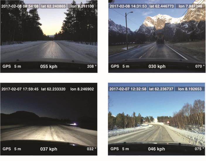 Figur 10. Några av de väglag som fanns tillgängliga under testerna i Björli.