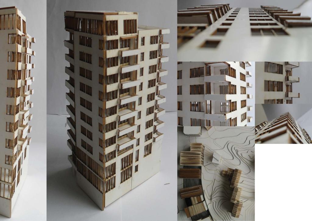Modellbilder Två slutmodeller presenteras, en volymmodell i 1:500 med omgivande byggnader och