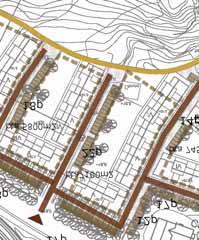 16p parkering fördelat över hela området med garage vid Bellevue Byggnad för sopsug och återvinningscentral