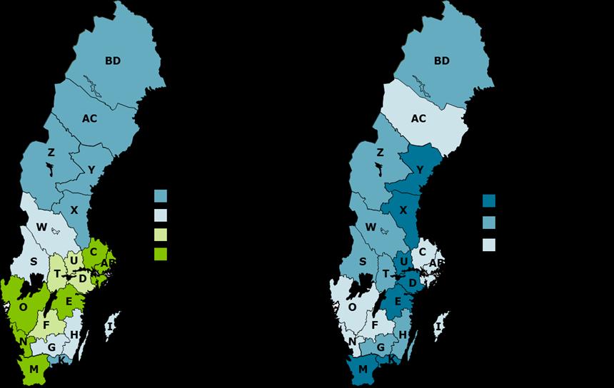 10 Förväntad procentuell sysselsättningsförändring (16-64 år) mellan kvartal 4 2017 och kvartal 4 2018 Inskrivna arbetslösa 16-64 år som andel av registerbaserad arbetskraft, prognos kvartal 4 2018