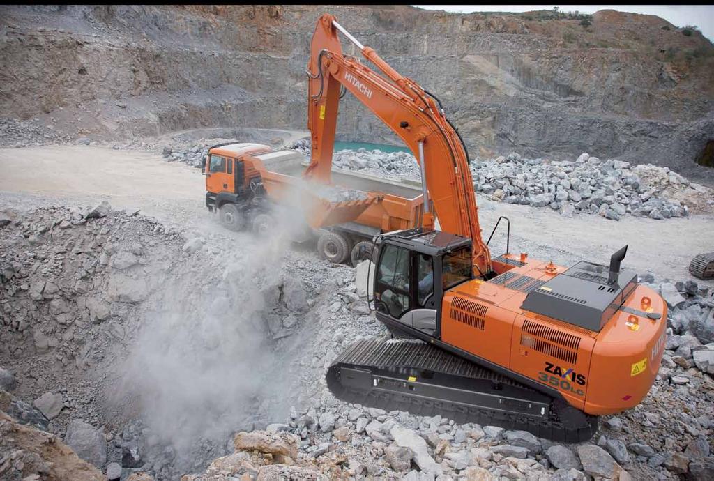 Byggt för att klara krävande arbetsmiljöer Hållbara delar Nya ZAXIS 350 har konstruerats för att arbeta i de mest utmanande arbetsförhållanden.
