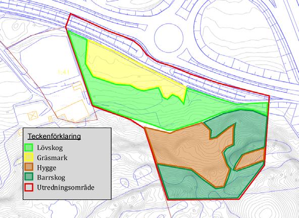 Figur 1. Biotopklassningar i planområdet vid Torp-Herrestad.