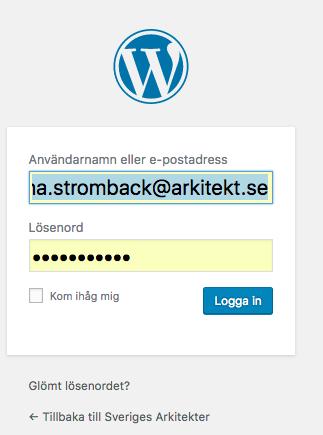 2 Logga in Tips 1. Gå till arkitekt.se/wp-admin. Där möts du av denna verifieringsruta: från Johanna! Har du inget användarnamn och lösenord?