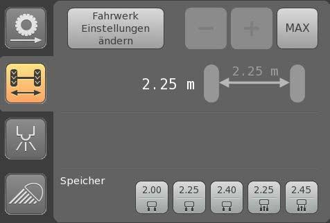 Manöverterminal AMADRIVE 7.6.1 Höjdinställning Pantera H Maskinen kan bara ställas in i ändlägena upptill eller nedtill. Minsta spårvidd i det övre läget uppgår till 2,10 m.