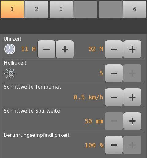 Manöverterminal AMADRIVE 7.10 Konfiguration Funktionsfält 10:34 (klocka) Menykonfigurationen innefattar undermenyer: ο ο ο ο Undre området i varje undermeny: Inmatning förkasta Inmatning bekräfta 1.