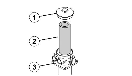 Rengöring, underhåll och service Returfilter i oljetanken Returfiltret finns i påfyllningsöppningen för hydrauloljetanken. Filterbyte: 1. Avlägsna locket (Bild 188/1) från huset (Bild 188/3). 2.