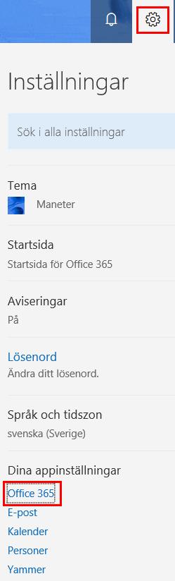 inställningar (till exempel att byta tema, lösenord eller ändra om/när du vill ha aviseringar).