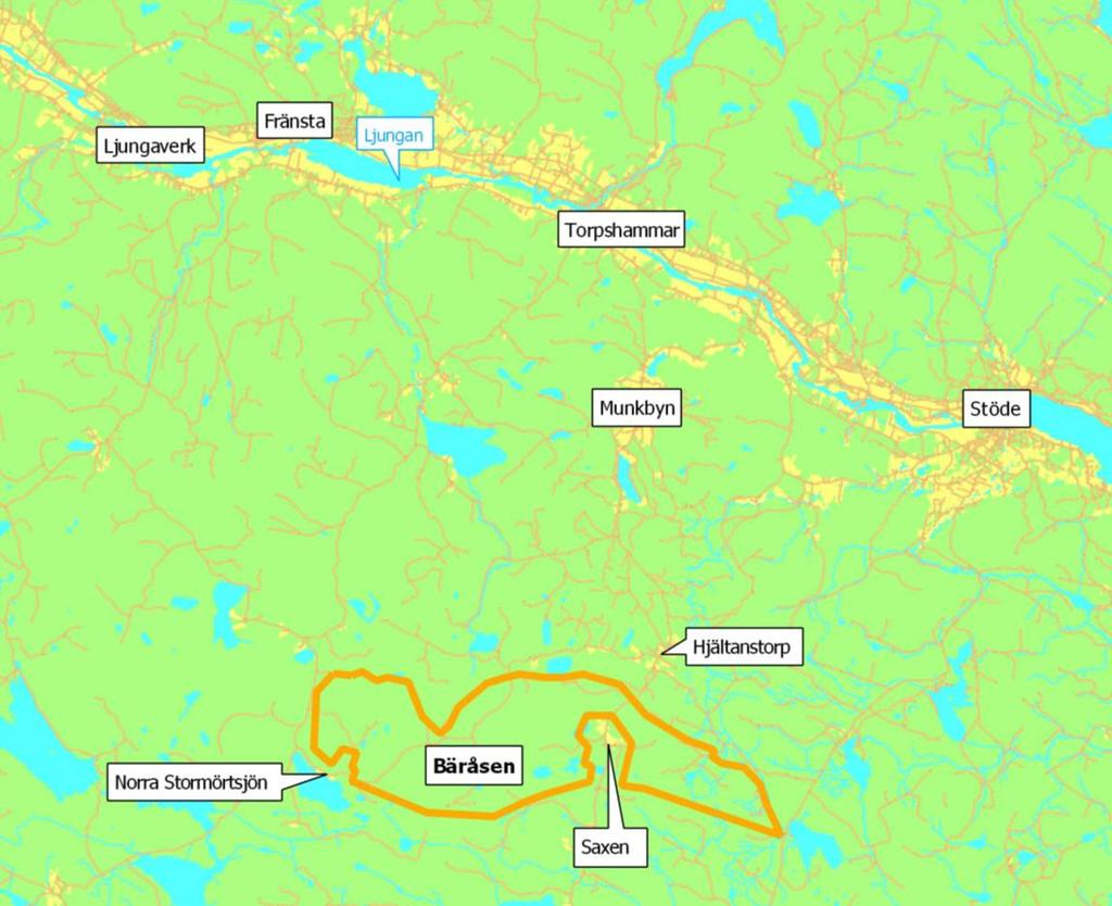 Inledning Inför planerna på en vindpark i området Bäråsen i Torp och Stöde socknar i Ånge och Sundsvalls kommuner, Västernorrlands län, har Pöyry SwedPower AB låtit genomföra en frivillig