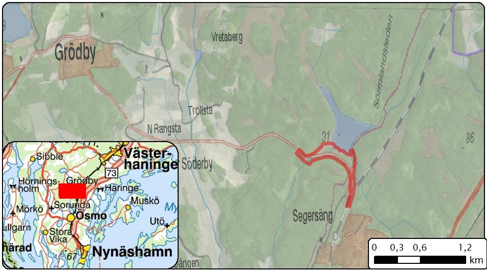 Uppdrag Ecocom AB har under 2017 på uppdrag av Trafikverket undersökt vandringsmönster för groddjur över väg 546, Segersängsvägen vid sjön Tärnan mellan Segersäng och Grödby i Nynäshamns kommun.