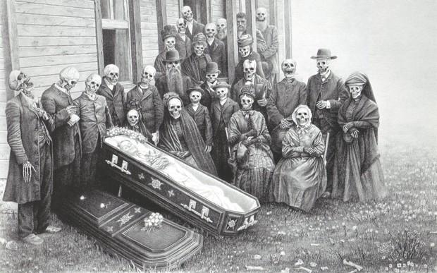 Bakgrundskonstverk: LAURIE LIPTON, "Family Reunion", 26"x38", graphite on paper, 2005 Laurie Lipton föddes i New York och började teckna vid fyra års ålder.