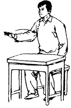 29.2 Ej nere eller av Poängdomaren håller handen framför sig och för den från ena sidan till den andra (figur 46). Figur 46 29.
