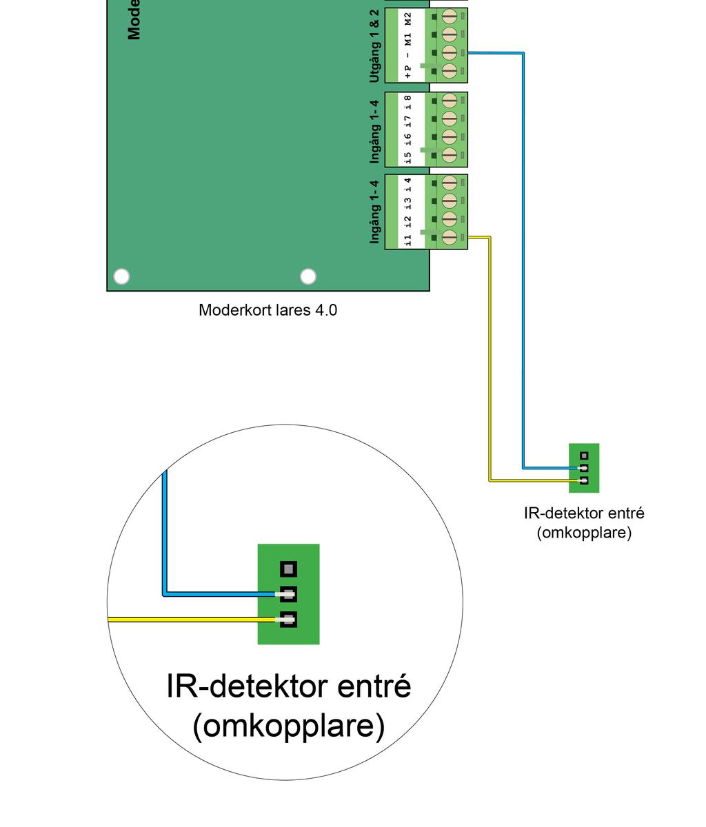 Steg 22- Koppla in IR-detektor entré (omkopplare) till moderkort lares 4.