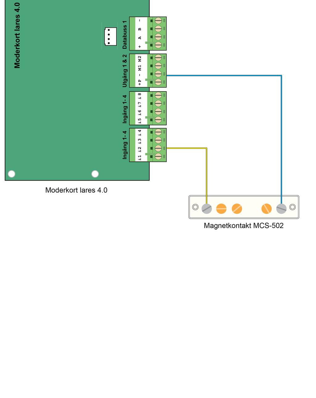 Steg 23 - Koppla in magnetkontakt MCS-502 till moderkort lares 4.