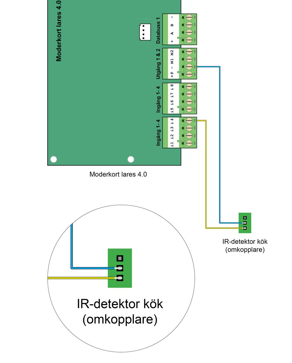 Steg 25 - Koppla in IR-detektor kök (omkopplare) till moderkort lares 4.