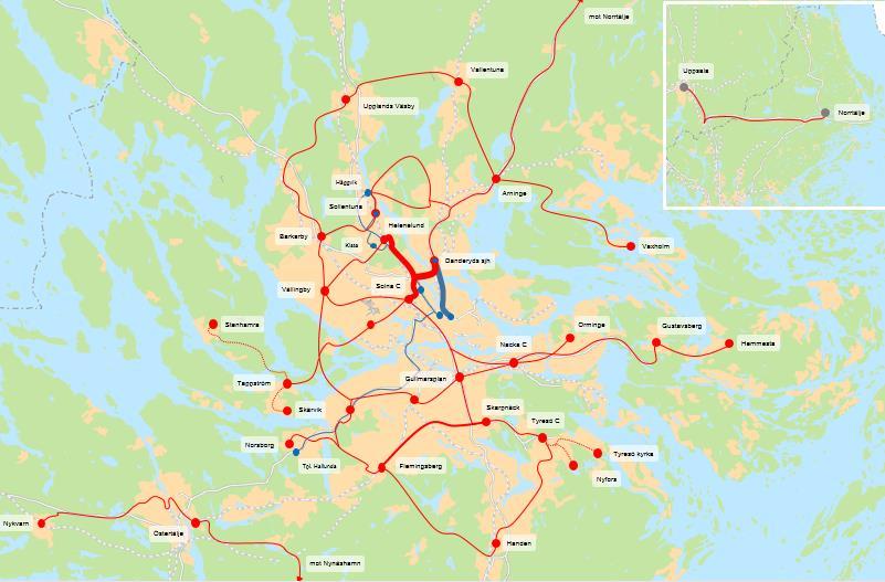 Figur 2 Stomnätsplanens 11 stomlinjer har delats in i