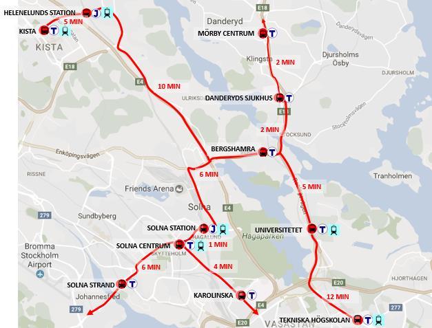 26(34) 4 Nyttor och konsekvenser 4.1 Stora samlade restidsvinster Totalt innebär föreslagna åtgärder restidsvinster i morgonens högtrafik på cirka 2 till 3 minuter i respektive riktning.