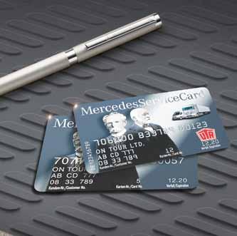 MercedesServiceCard Med det kostnadsfria MercedesService Card kan du tanka utan kontanter i hela Europa. Kortet gäller på över 37 000 tankställen med diesel i UTA-nätverket och ger förmånliga villkor.
