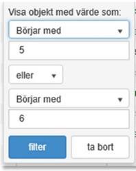 Filtrering Man kan även använda sig av filter i förhandlingsfönstret Klicka på symbolen till höger om kolumnnamnet så öppnar sig en meny med olika filtreringsalternativ.