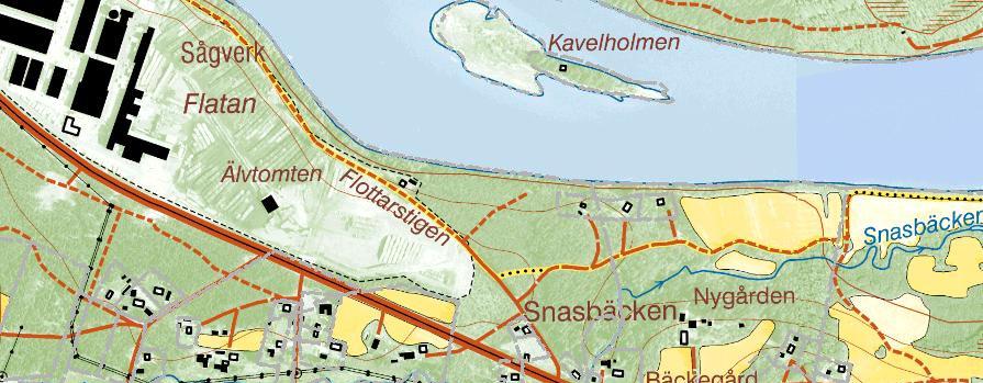 Ur GSD-fastighetskartan ärende 106-2004/188-X Karta tillhörande Gävleborgs läns författningssamling 21FS 2011:18 Gräns för naturreservatet Fastighetsgränser Stig