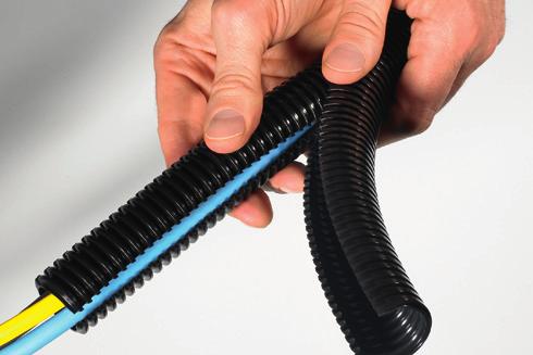 3.1 Kabelskyddssystem Skyddsslang plast HelaGuard skyddsslangar i plast HG-DC Dubbel slitsad skyddsslang Kontrollpaneler, maskinbyggnation, fabriksbyggnader och överallt där retroaktiv anpassning är