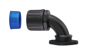 Kabelskyddssystem Skyddsslang plast 3.1 Kopplingar med vridbar fläns HGL-90FL 90 Vinkelfläns, vridbar, IP68 90 vinkelfläns, vridbar med tätningshylsa och bricka. Uppfyller IP66, IP67, IP68 och IP69k.